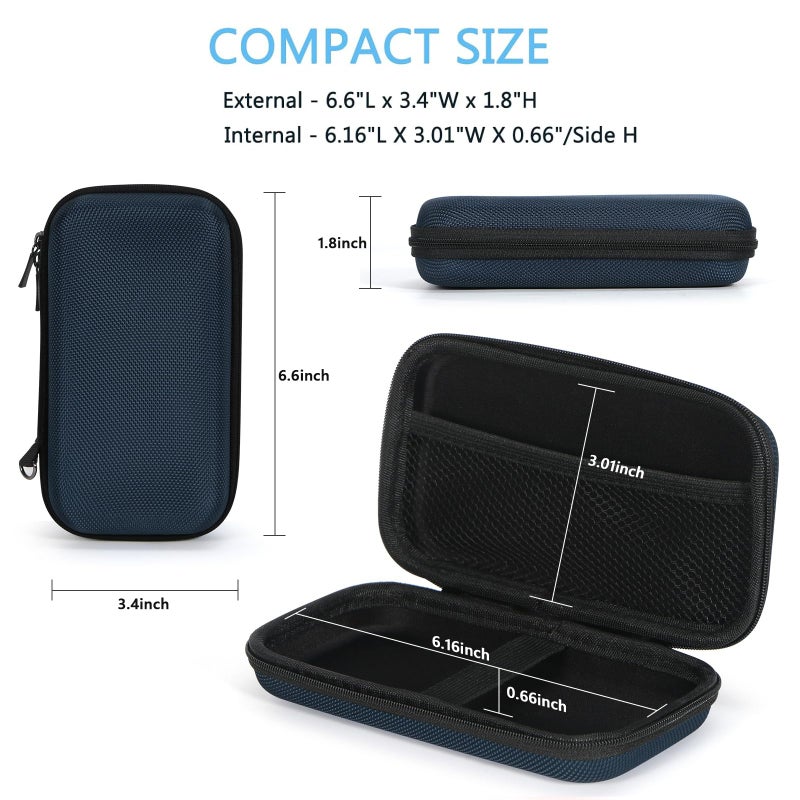 GLCON Hard EVA Protective Case - GLCON Portable Storage Case for Charging Cable, Power Bank, Hard Drive, Cell Phone, External Battery - Small Travel Case Mesh Inner Pocket + Zipper Enclosure (Grey Blue) - Image 3